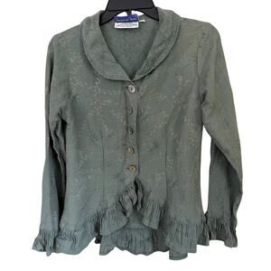 Goddess Gear Hemp Silk L/S Blouse Ruffled Hem Steampunk Size Small